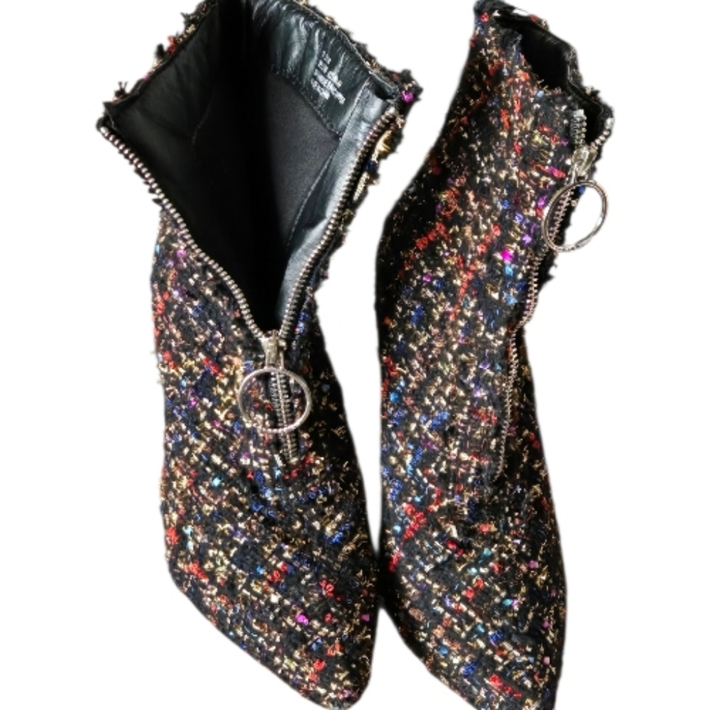 Cape Robbin Chic Multicolor Tweed Heeled Boots 7.5 - Picture 2 of 6